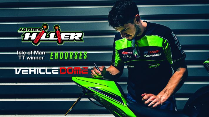 James Hillier in Green and Black Shirt signs Kawasaki 1000 for Vehicle Dome